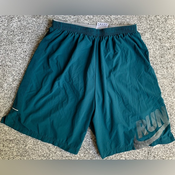 NIKE RUN LOGO MENS TEAL TRAINING SHORTS - SIZE MEDIUM - RUNNING SHORT ACTIVEWEAR - Picture 8 of 10